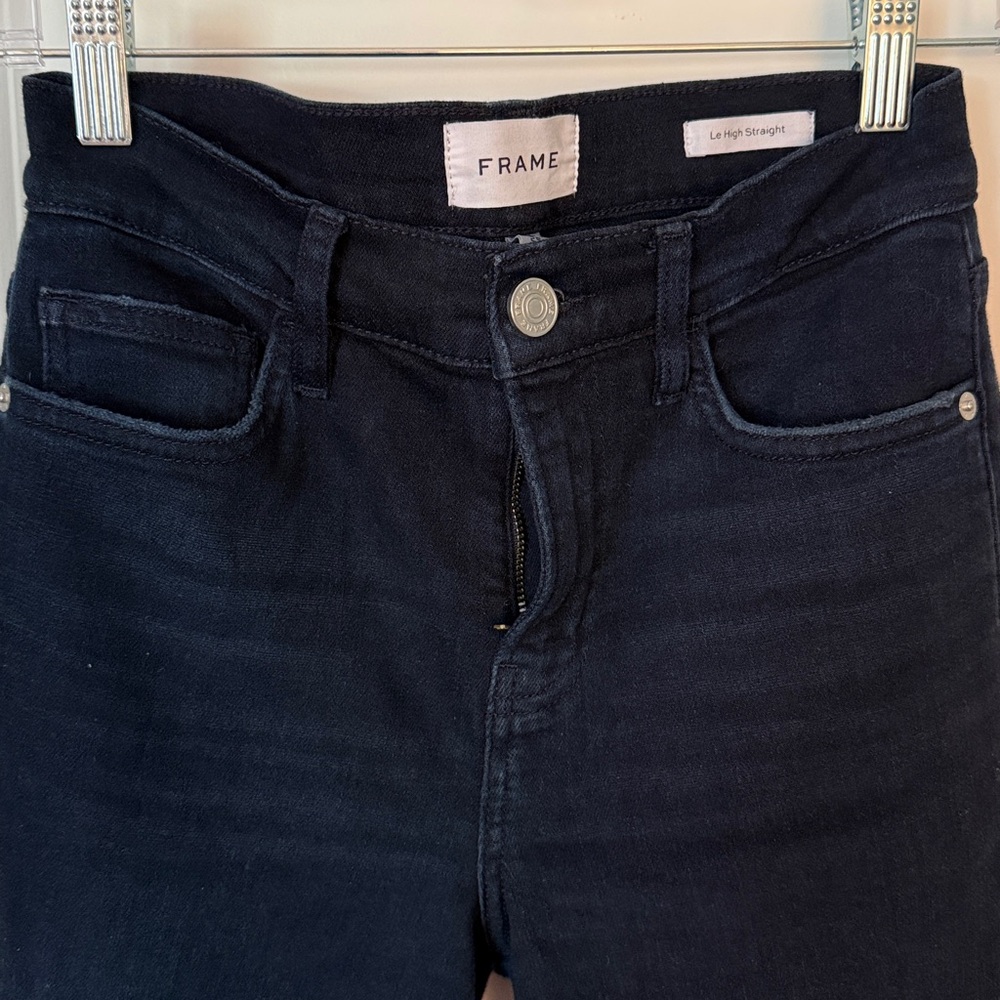 Frame Denim Le High Straight Jeans in Dark Indigo